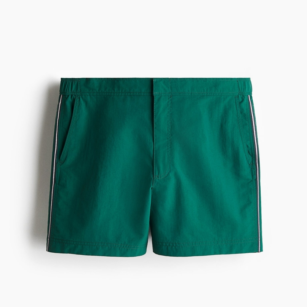 NWT H&M Men's Emerald Green Swim Shorts w/ Stripe - Size M